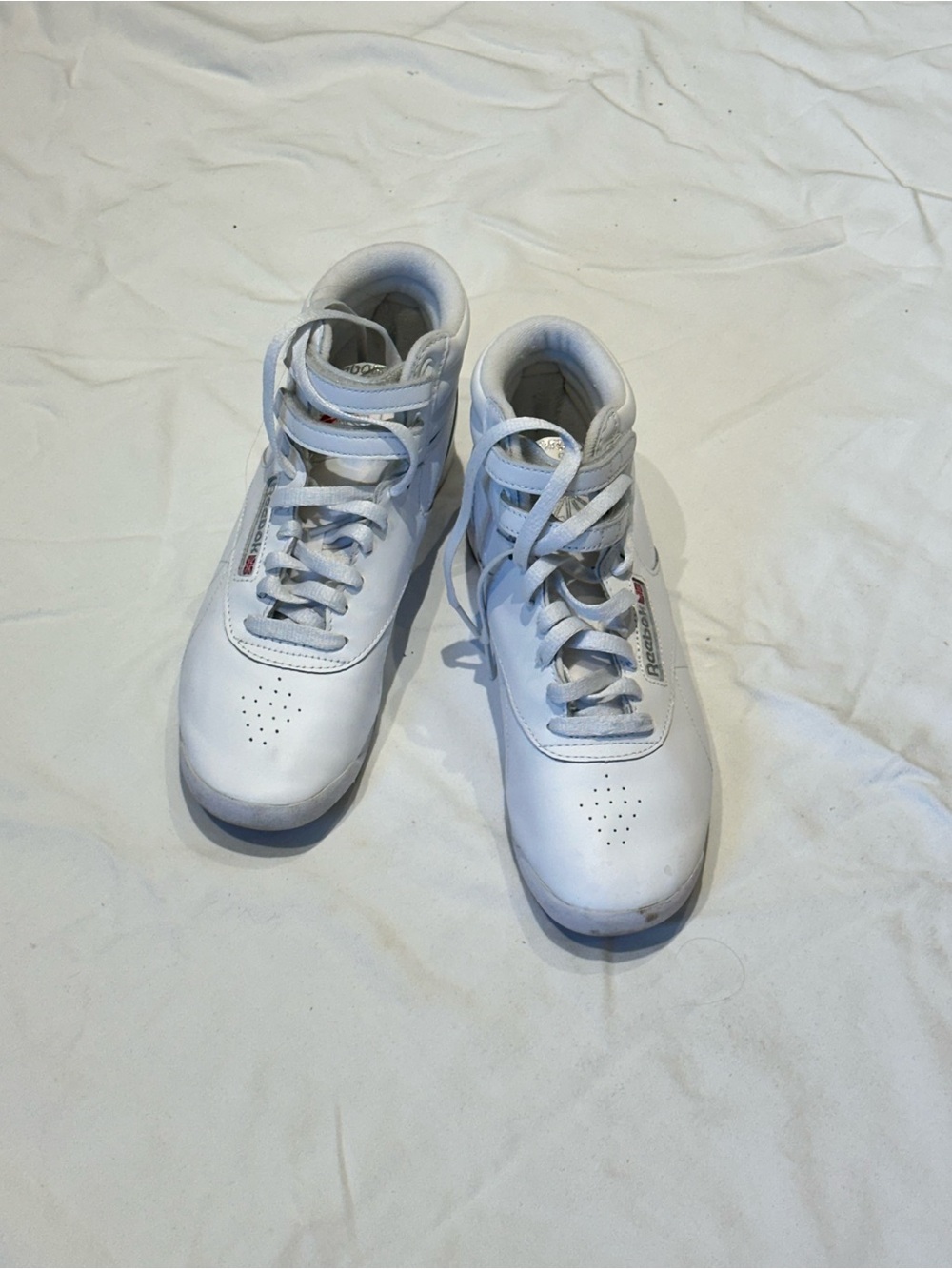 Reebok White High-Top Sneakers with Small Red Logo